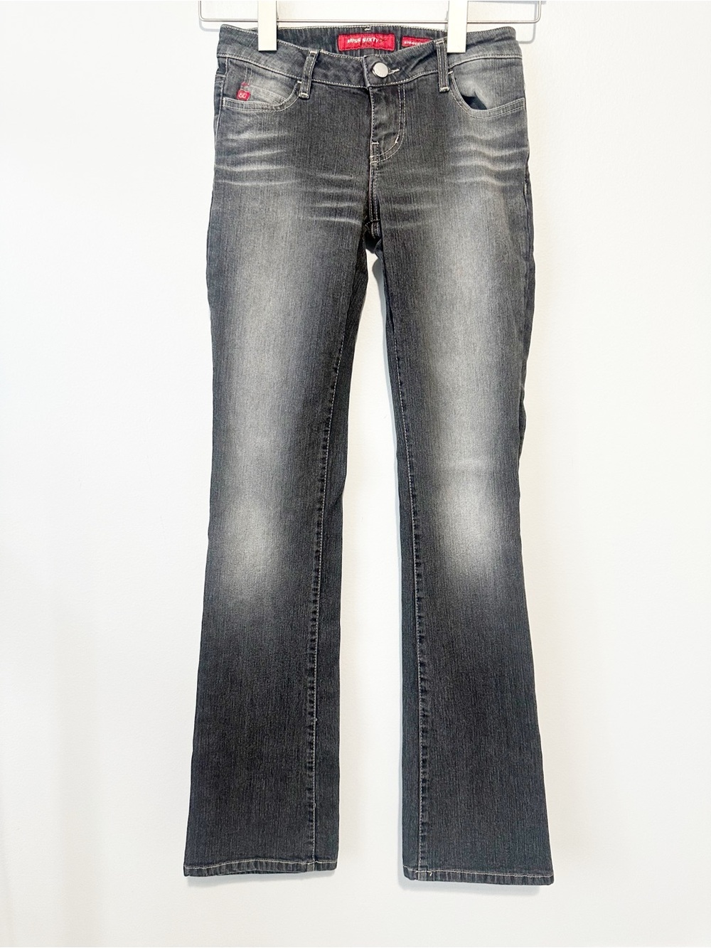 Miss Sixty black Gray Flare Jeans fading Y2K low rise vintage size 26 Italy